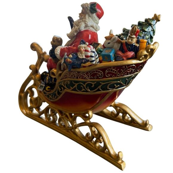 Vintage Santa and Toys in Sled Porcelain Figurine Home Interiors Christmas - Picture 3 of 7